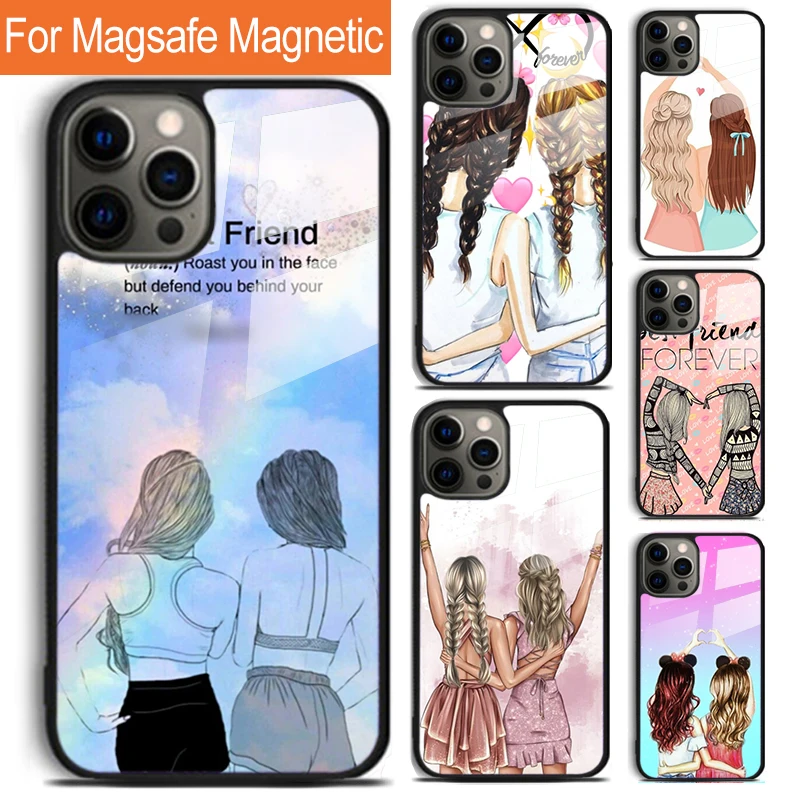 Girls Bff Best Friends Forever Always Phone Case For iPhone 16 15 14 13 12 Pro Max Plus Magsafe Magnetic Wireless Charging Cover