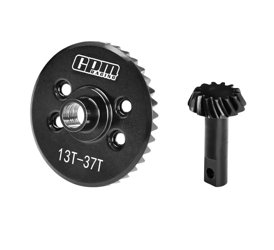 GPM Front Drive Differential Pinion & Spur Gear Set (13T/37T) for TRAXXAS Slash 4X4 / XO-1 / 1/10 Mustang - Chrome Steel Helical