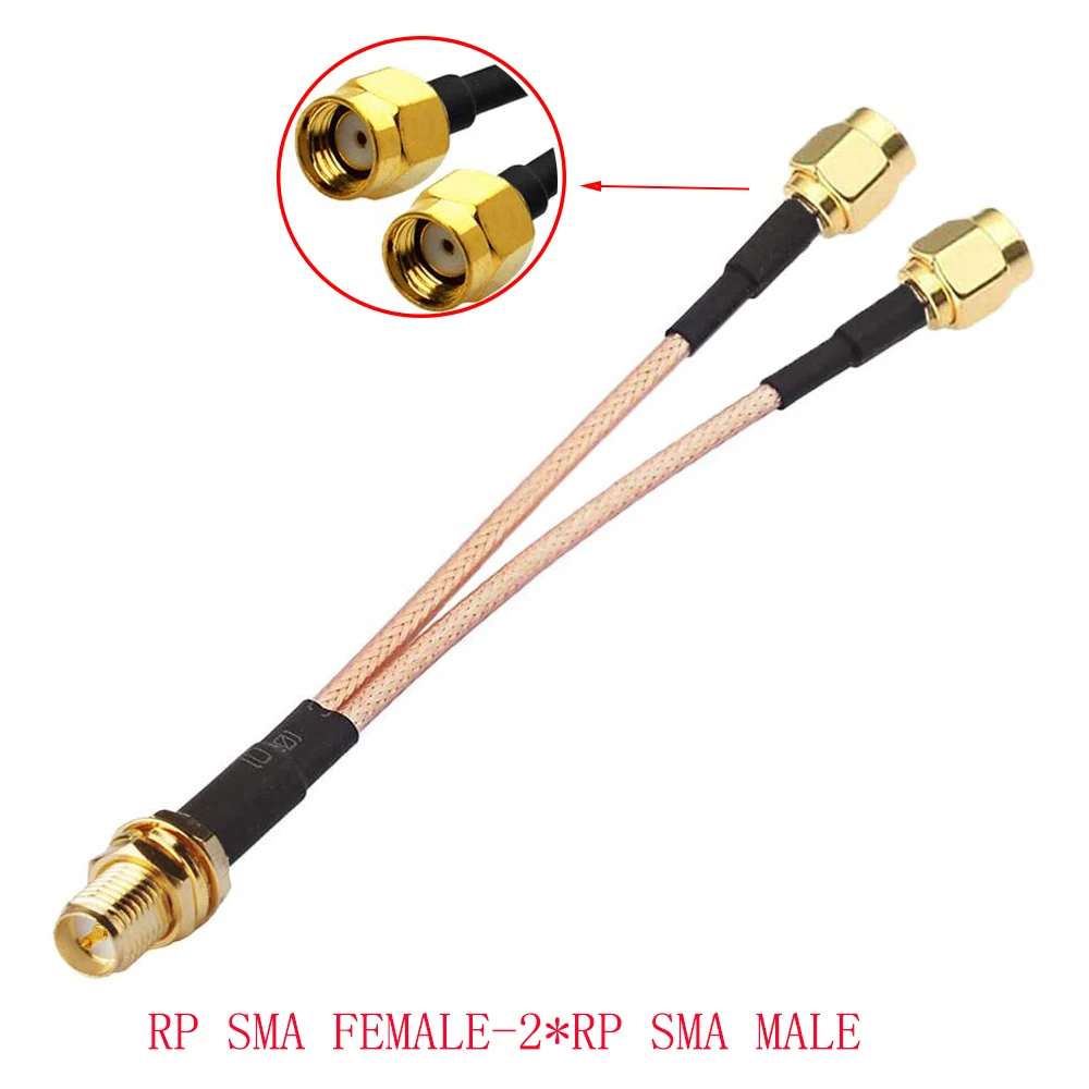 SMA to 2X SMA Male Female Y Type Splitter Combiner Jumper Cable Pigtail RG316 Cable