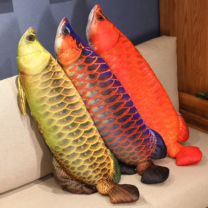 30-100cm Cute 13 Styles Simulation Gold Arowana Plush Toy Stuffed Animal Fish Pillow Golden Fish Pillow Gift for Boys Girls