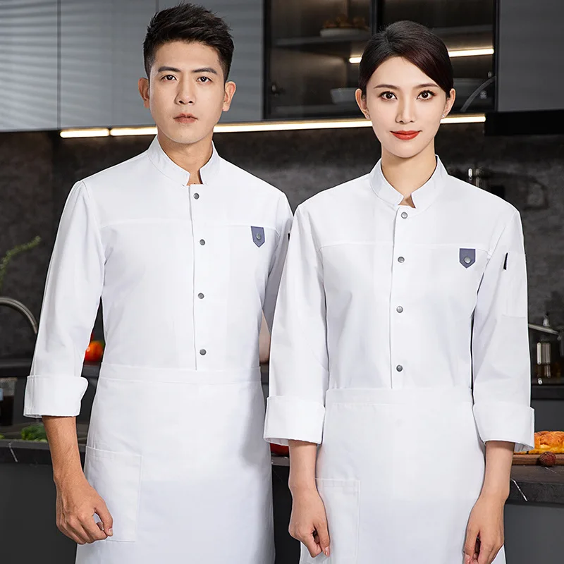 Dining Chef Overalls Long Sleeve Men's Autumn and Winter Hotel Restaurant Ding Room Chef Canteen Western Baking Kitchen Tooling