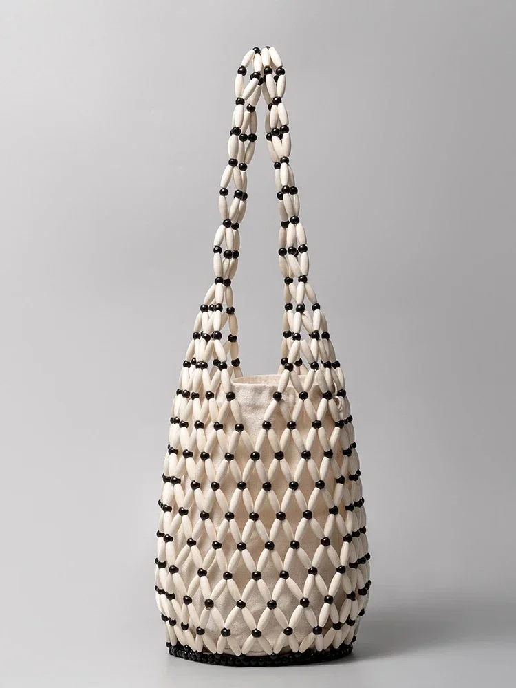 Literdesign-Sac tissé pour femme, sac seau évidé, sac à main de plage haut de gamme, sac à bandoulière, été, nouveau modèle, 2024