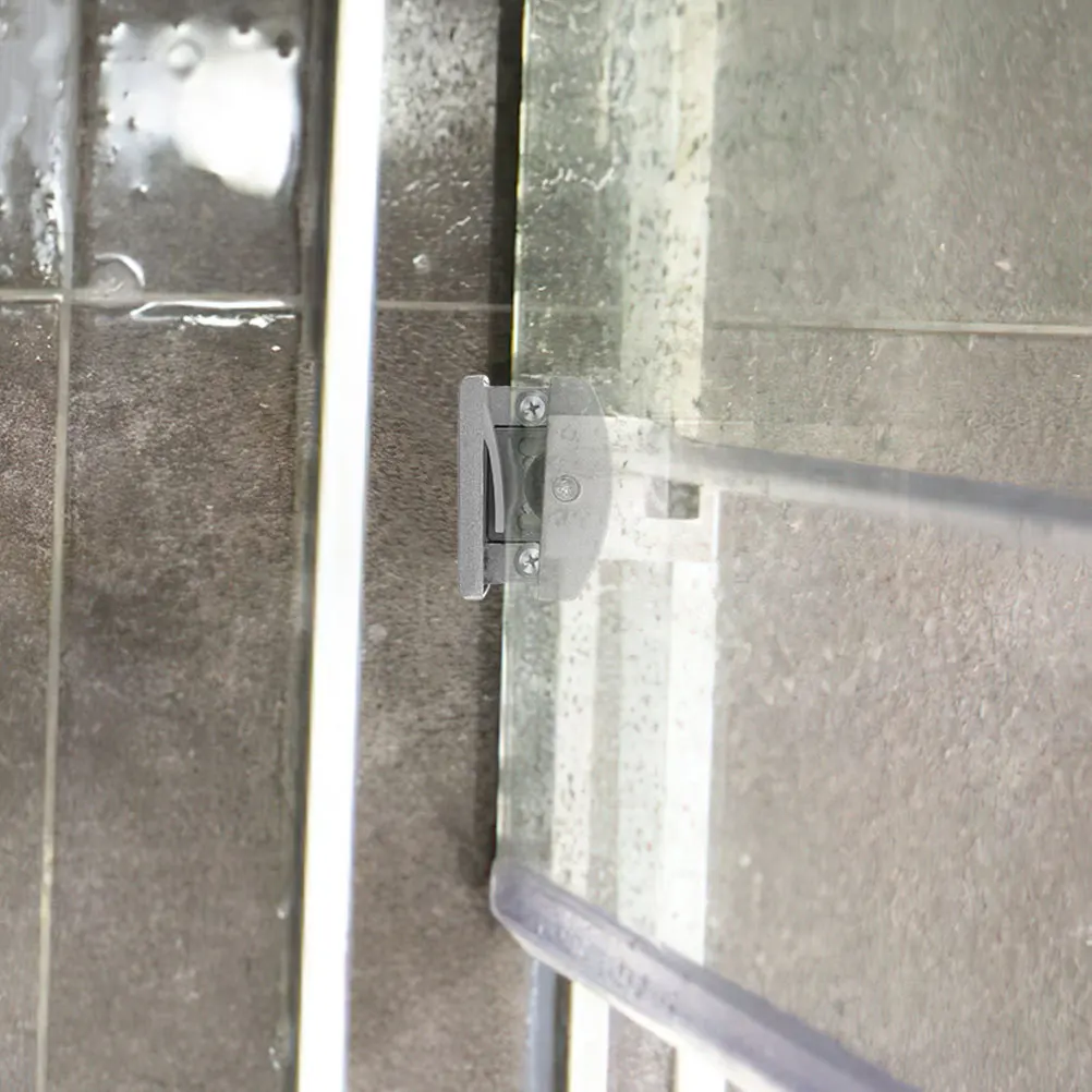 4 قطعة دليل الباب الزجاجي القابل للتعديل لأبواب الدش المنزلقة 5-14 مللي متر مسار سفلي من سبائك الألومنيوم بكرات ناعمة حماية ضد التآكل