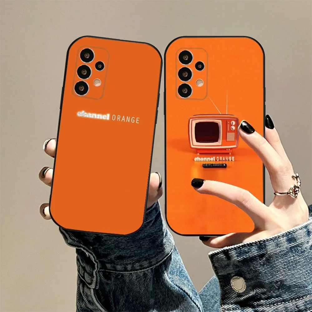 F-Frank Channel Orange Ocean Phone Case For Samsung S24,23,22,30,21,10,9,Ultra,Plus,Lite,FE,5G Black Soft Case