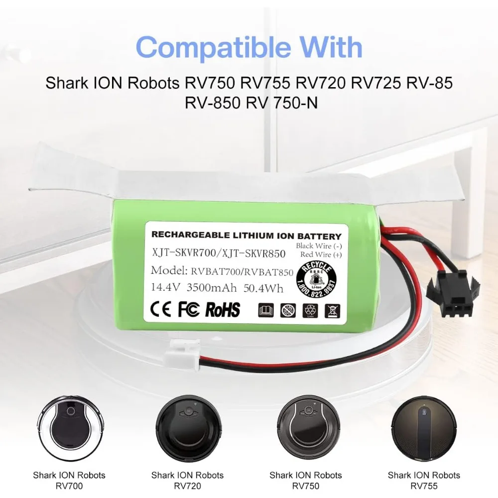 Aleaviy 14.4V 3500mAh Replacement Battery for Shark Ion Robot RVBAT850 RVBAT700 - Compatible with RV700, R75, R85, RV720,RV1000S