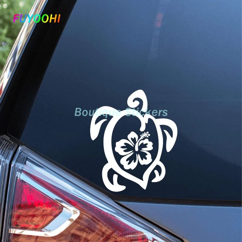 FUYOOHI Boutique Stickers Hibiscus Sea Turtle Decal Vinyl Car Sticker Ocean Sea Life for Cars Trucks Walls Laptop Creative