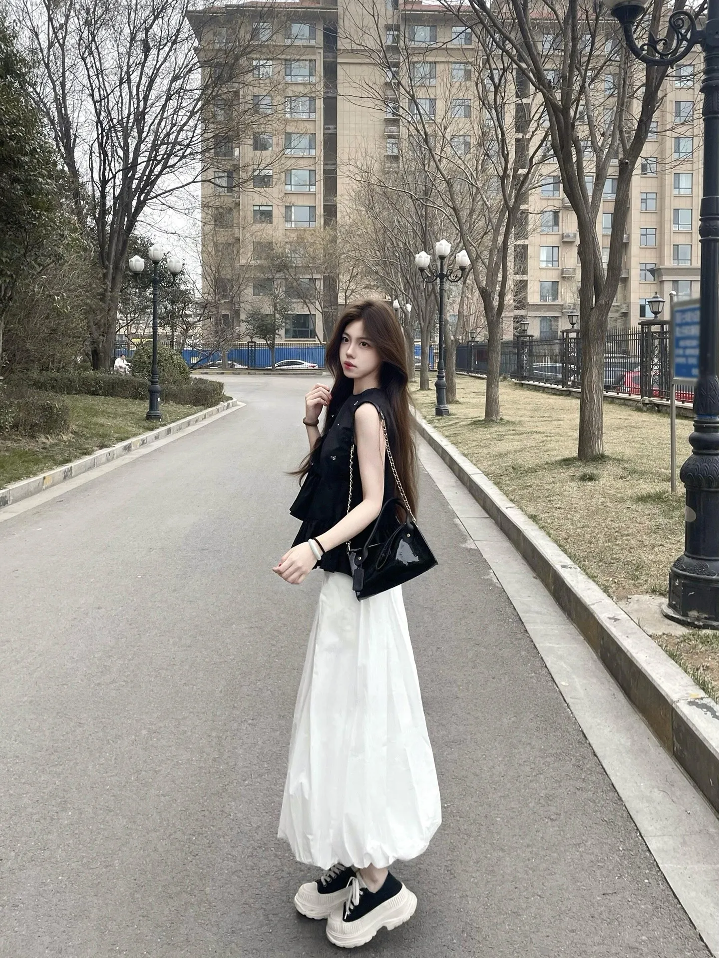 

Summer Fashion Gentle Set Women's Sleeveless Vest And Flower Bud Skirt Two-Piece Suite High Waist A-Line Long Skirt Casual Wear