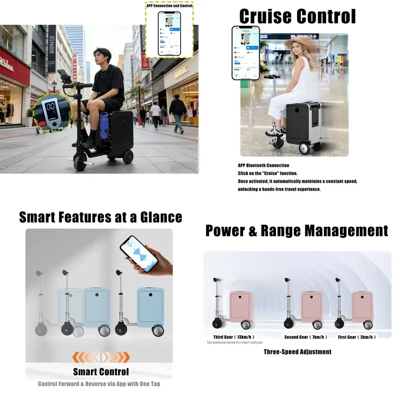 【CHIMU HOME】 FUTURE JOY Leavesking Auto-Pilot Luggage for 20 Inch Electric Suitcase with Scooter Mode