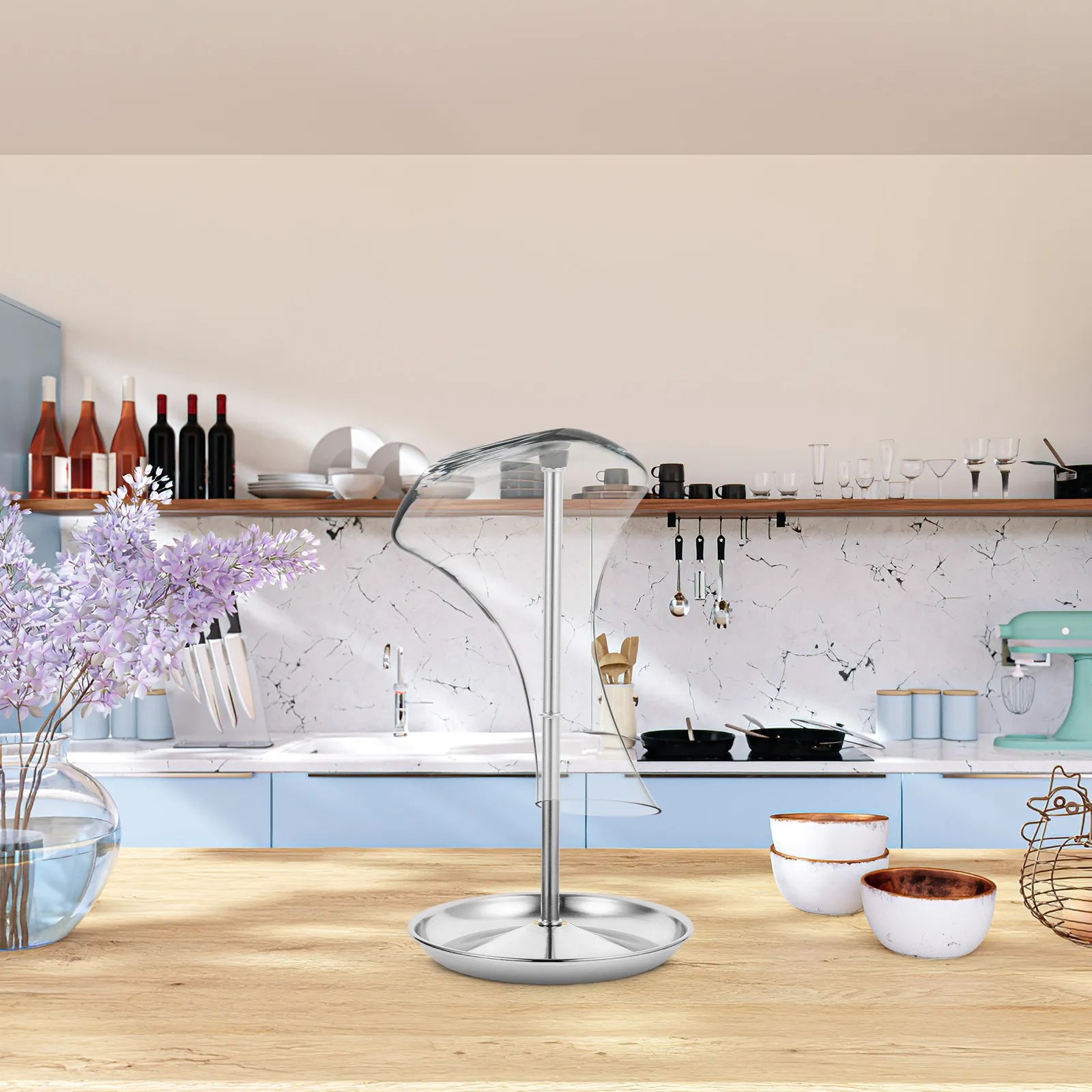 

Premium Decanter Drying Rack Heavy Duty Stainless Steel Wine Decanter Holder with Non-Spill Tray for Home Bar Countertop Use