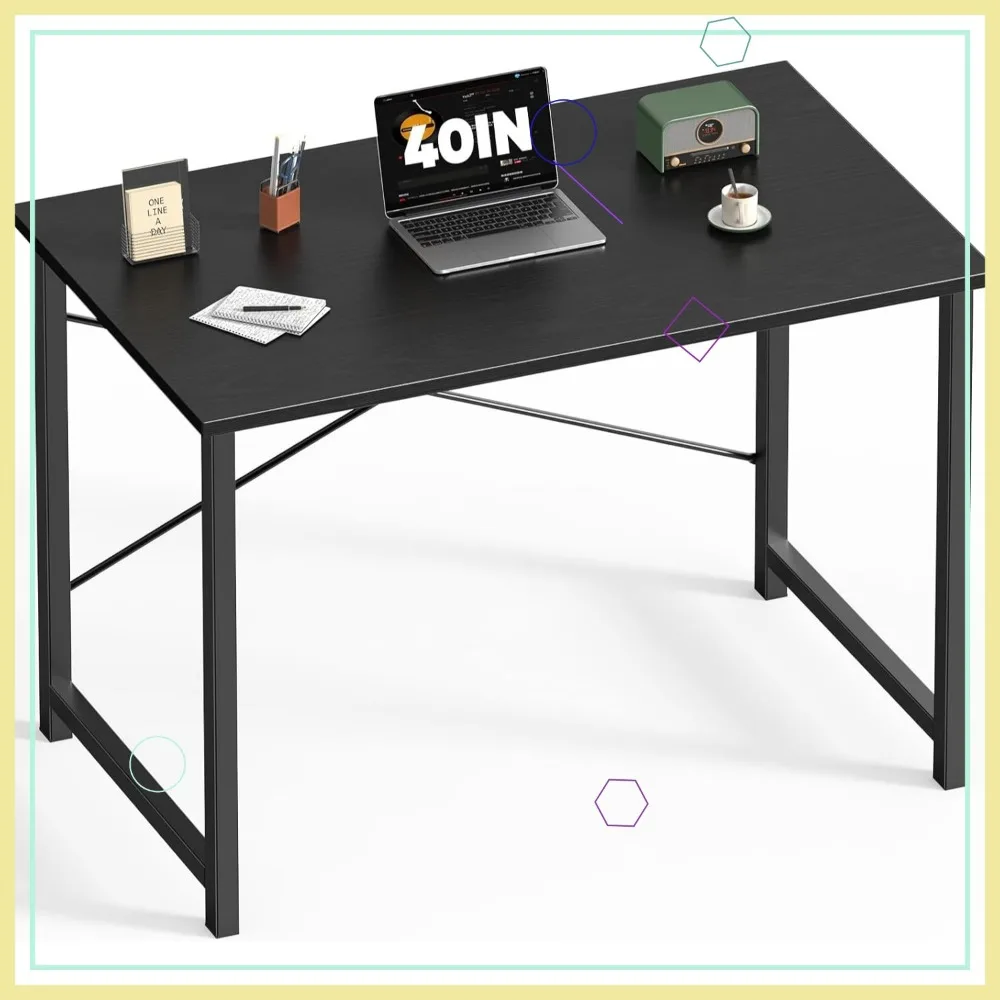 

40-дюймовый современный простой стильный деревянный черный компьютерный стол для домашнего офиса, письменный рабочий стол