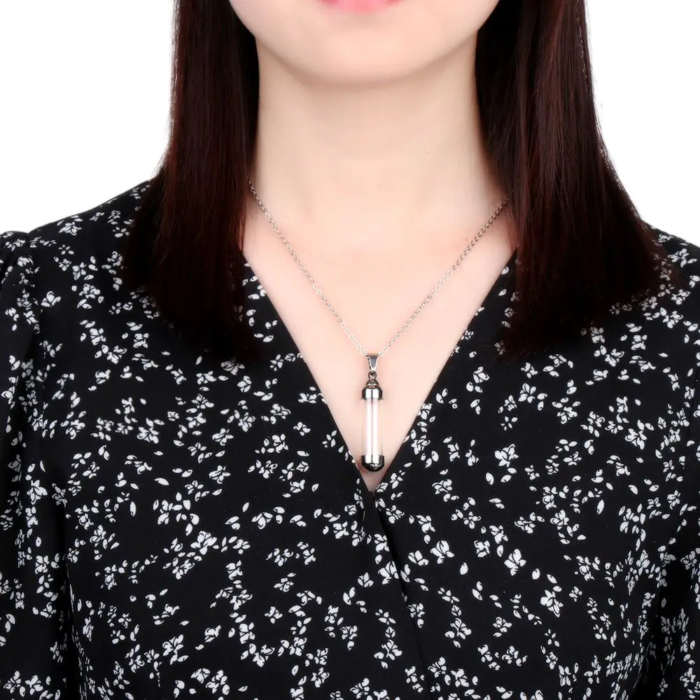 DIY Jewellery For Ash Sand Steel Chain Glass Vial  Perfume Jars Wishing Bottle Pendant Lucky Charm