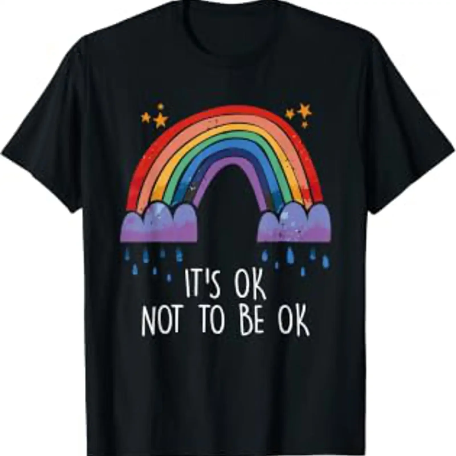 Mental Health Awareness Month It's OK to Not Be Okay T Shirt black vintage Washed homme Slightly graphic fashion Stretched Soft