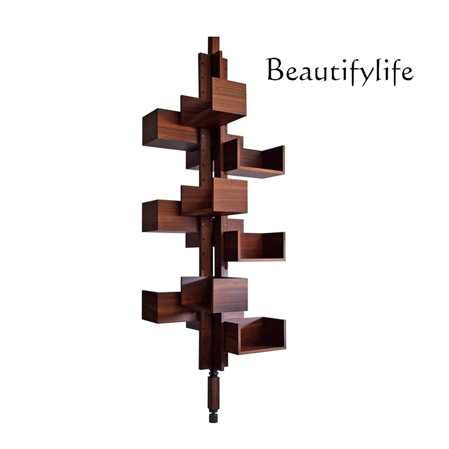 

Rotating Designer Bookcase North American Black Walnut Medium Antique Solid Wood Shelf Fashion