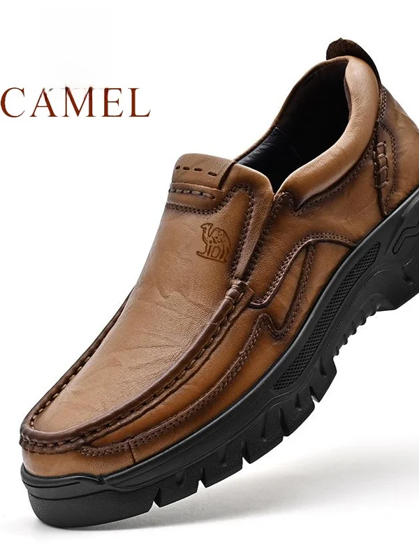 

Мужские кожаные туфли Camel 2026: Новинка Весны, из натуральной мягкой дышащей кожи, нескользящие, из воловьей кожи, высококачественные повседневные кожаные туфли