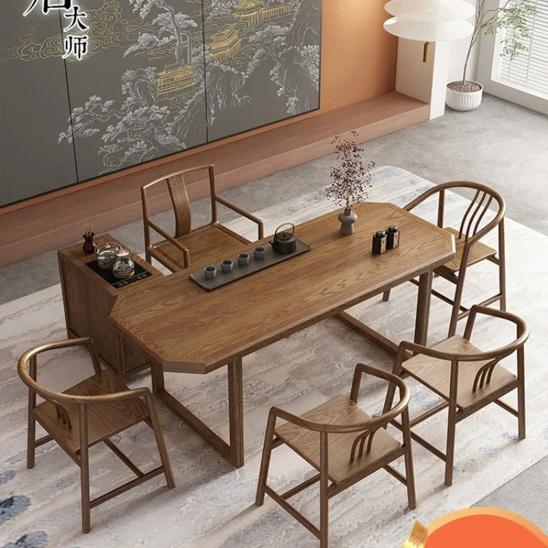 

New Chinese solid wood tea table and chair combination tea art table ash wood office tea table room furniture