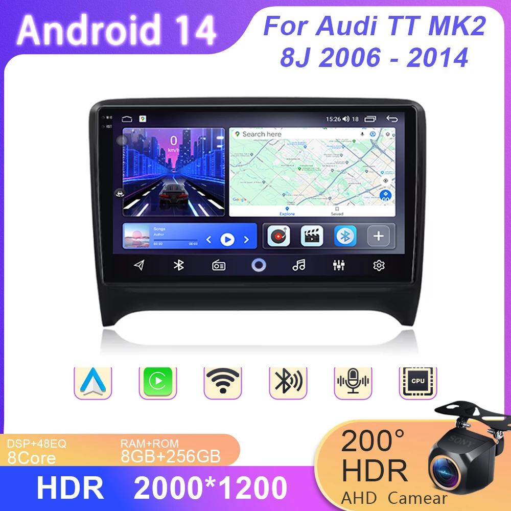 

Carplay For Audi TT MK2 8J 2006 - 2014 Multimedia Player GPS Navigation No 2din DVD Android HDR QLED Screen Dash Cam Android