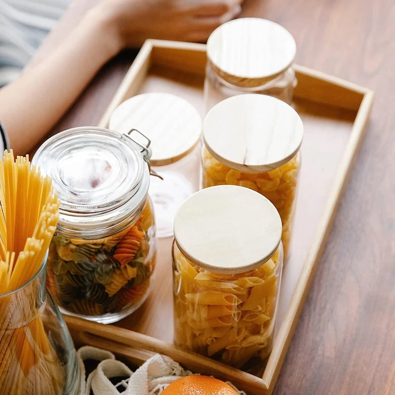 Wooden Mason Jar Lids, 8 Pcs Bamboo Wooden Storage Lids Regular Mouth, Reusable Ball Wooden Lids For Mason Jars 70Mm