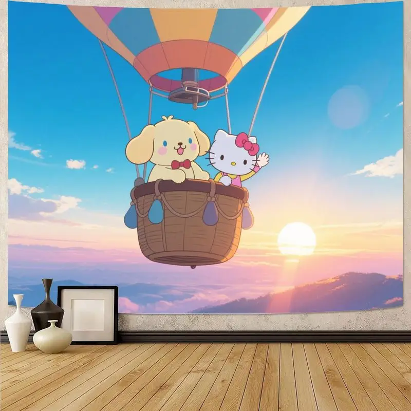

1 шт. Sanrio Hello Kitty Pompompurin Kawaii воздушный шар закат гобелен настенное искусство для спальни гостиной декор в общежитии подарок