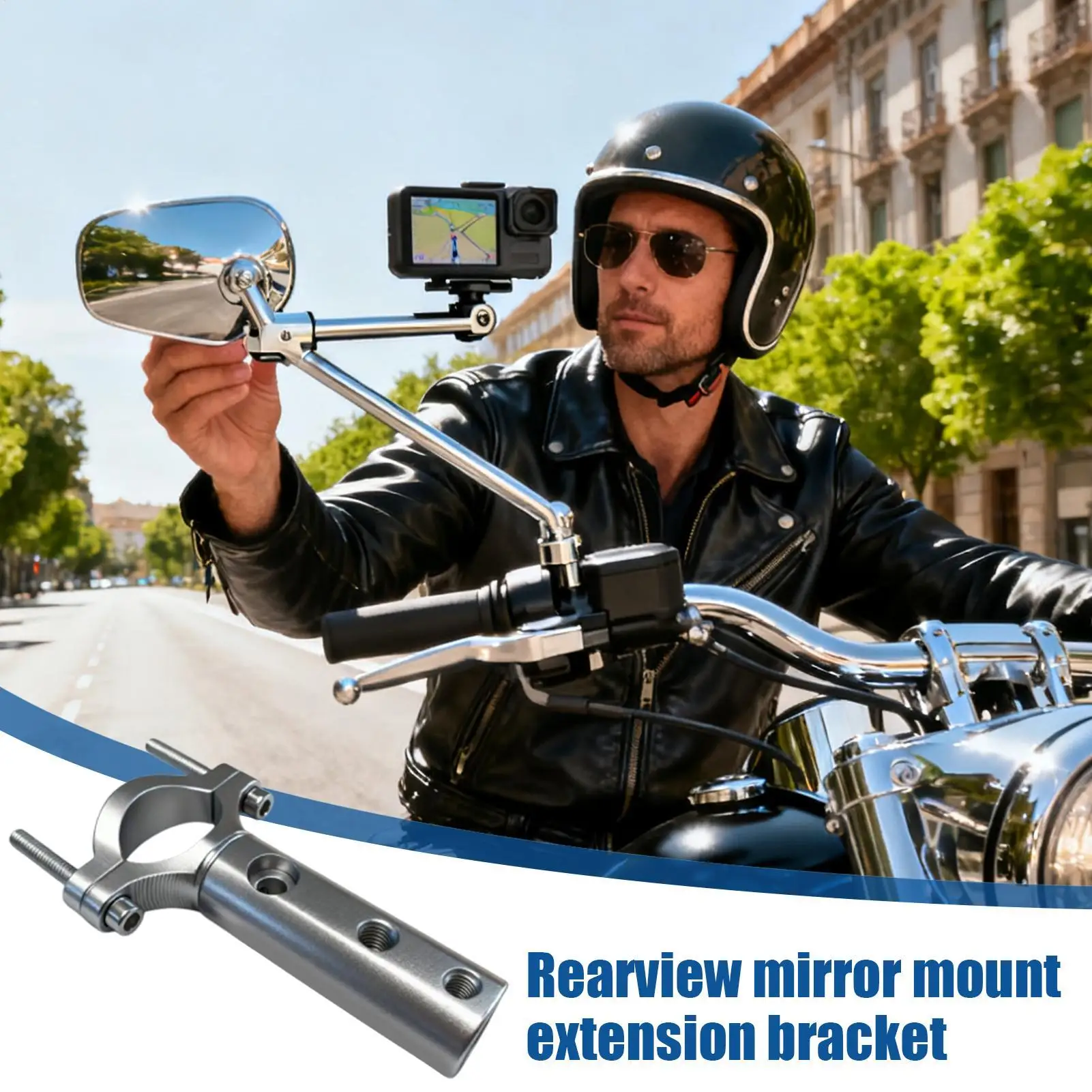 Rearview Mirror Extension Mount Aluminum Alloy Modification Holder Rearview Mirror Extension Light Holder For Scooter Riding