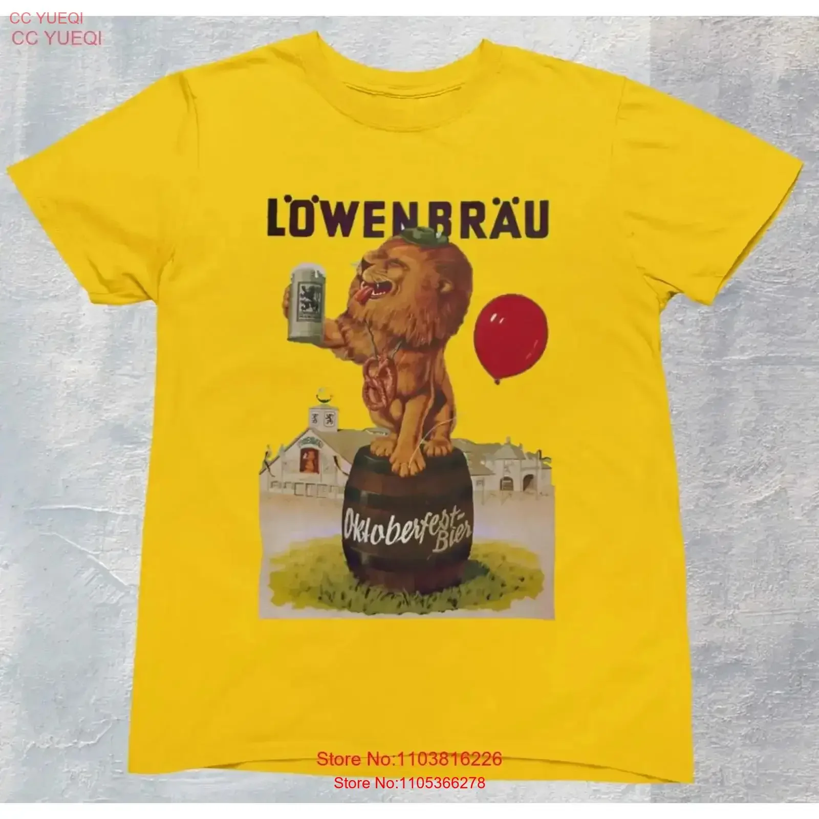 Camiseta masculina vintage Lowenbrau Lion para festa do Oktoberfest alemão, 100% algodão, lavada, versátil, macia, casual, de grife.
