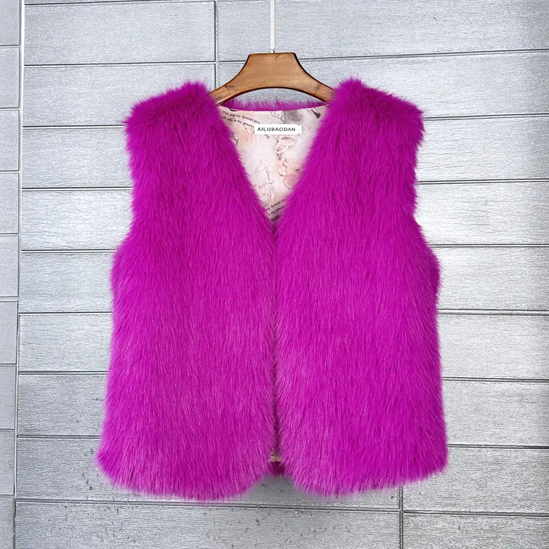 Women's Autumn Winter Wool Eco-friendly Fur Vest Artificial Lambswool Warm Vest Coat Jackets for Women Denim Jacket Women