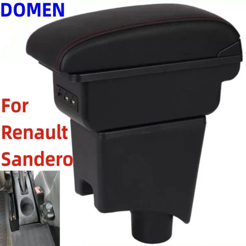 

For Renault Dacia Sandero Logan 2013 - 2017 Rotatable armrest box Central console storage box ashtray USB Charging with Automobi