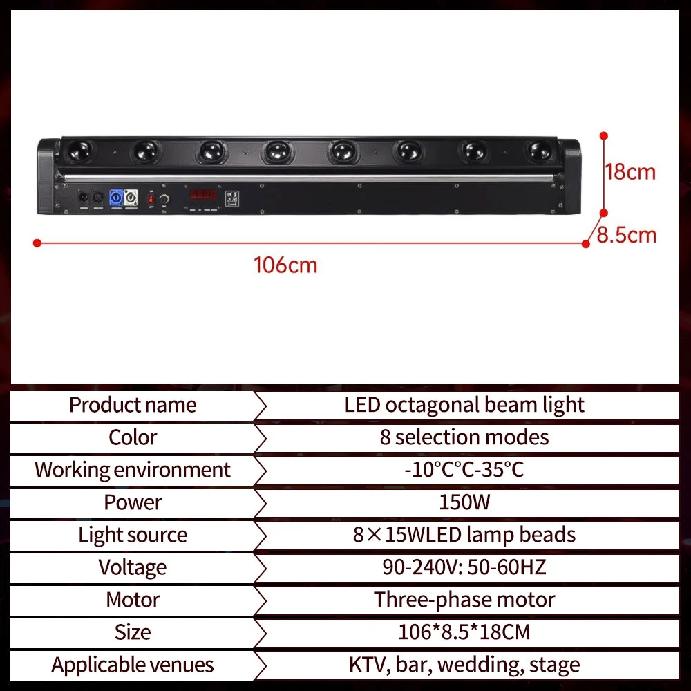 8x15W LED Bar Beam Moving Head Lights RGBW Lighting With DMX 512 For DJ Disco Party Wedding Nightclub