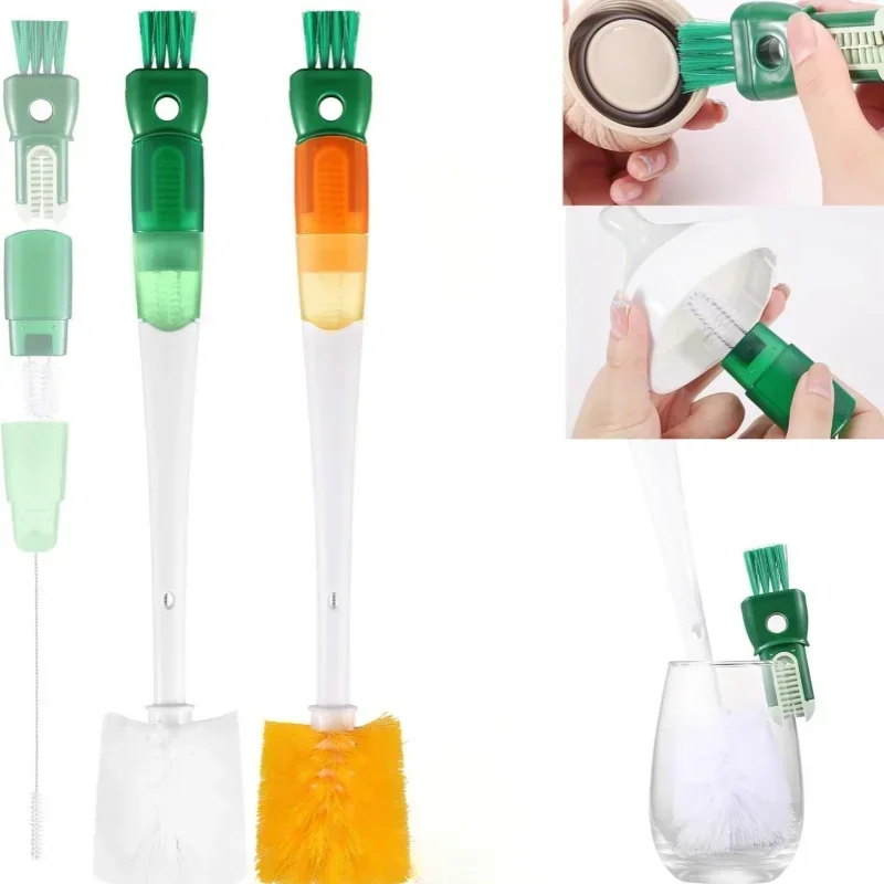 1PC Water Bottle Cleaner Brush Silicone Detachable Scrubber Long Handle Narrow Milk Kettle Wineglass 5 In 1 Cleaner Kitchen Tool