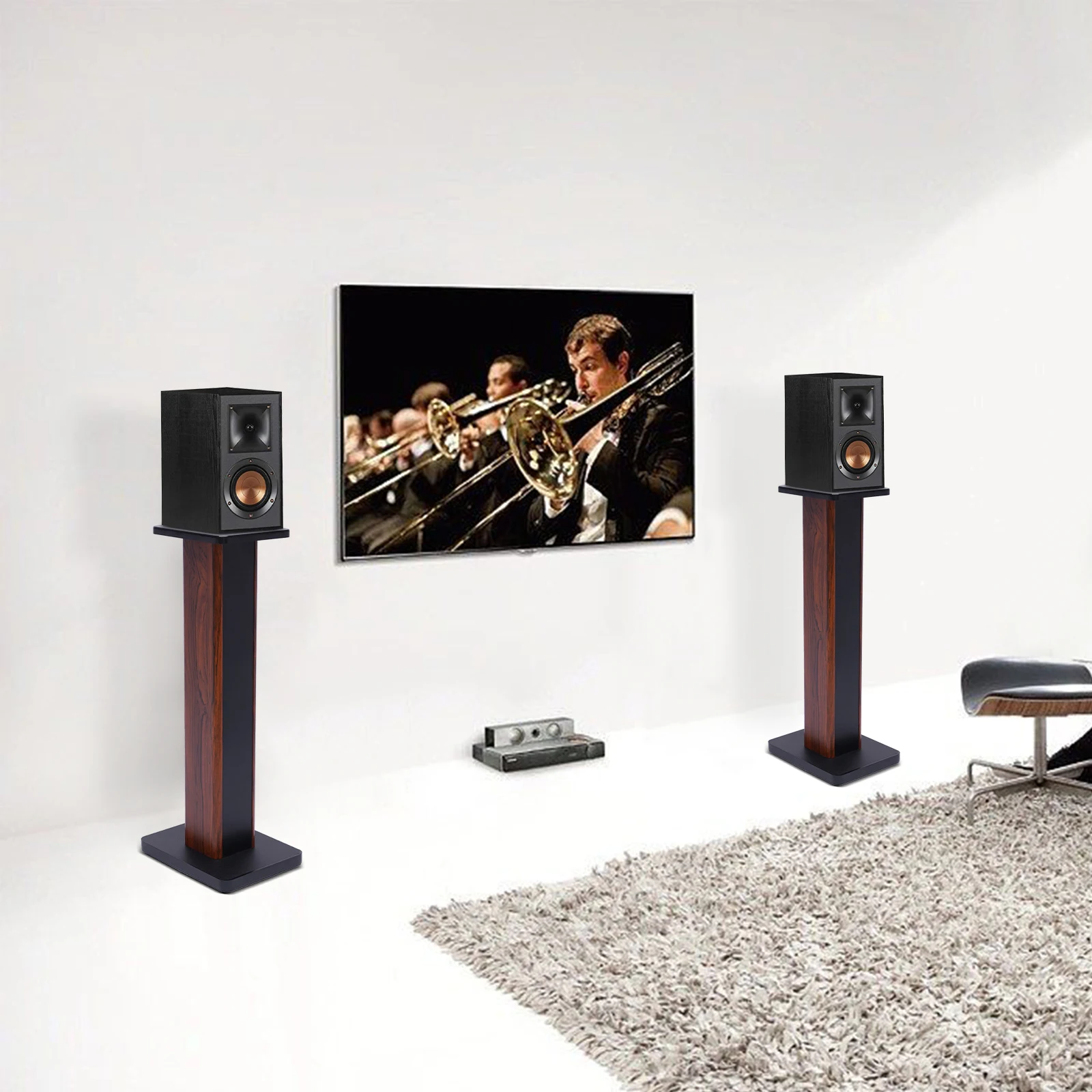 Dalbergia MDF المواد 70 سنتيمتر عالية قوس الصوت للصدمات المرجحة رف الكتب إطار مكبر الصوت قاعدة دعم الإطار