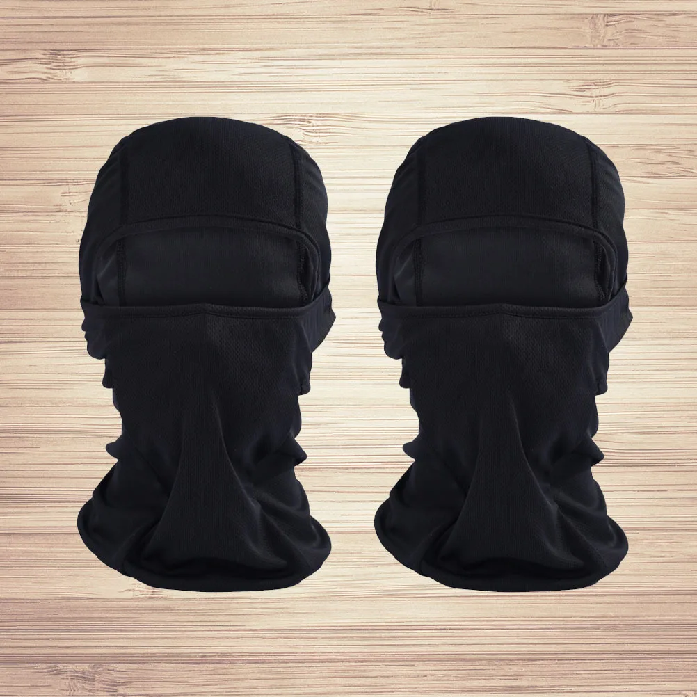

2pcs Black Windproof Sun Protection Mask Breathable Balaclava For Ski Motorcycle Cycling Outdoor Uv Dust Proof Face Hood