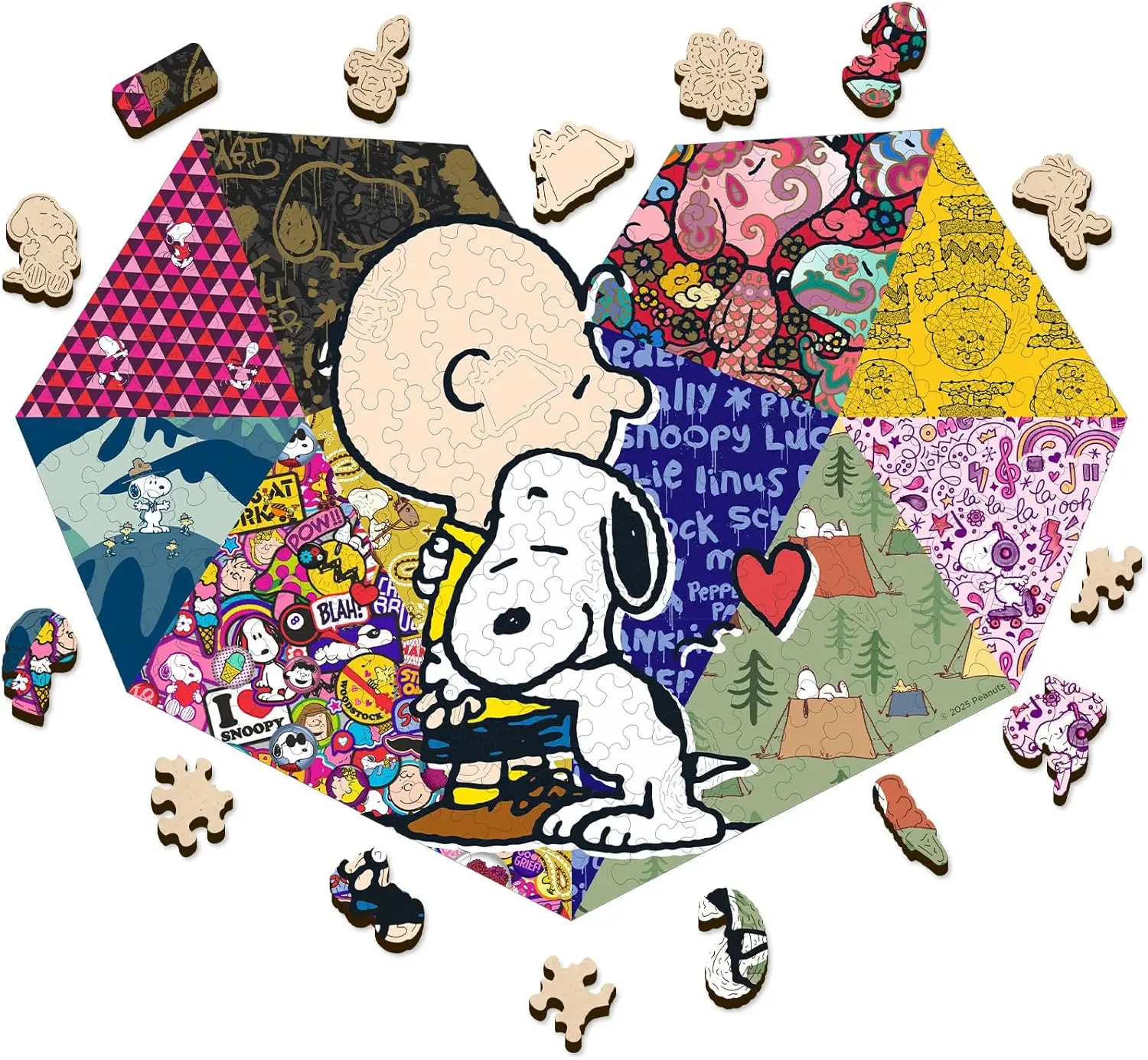 

Peanuts Officially Licensed Puzzles –200 Pieces Unique Heart Shaped Snoopy Wooden Jigsaw Puzzles,Birthday Gift for Family Friend