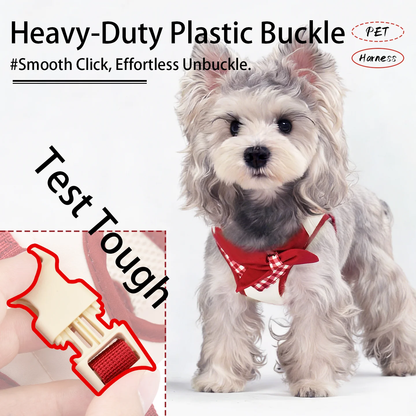 Modisches Haustiergeschirr mit abnehmbarer Schleife, atmungsaktives Mesh-Futter, zugfreie Weste, bequem und ausbruchsicher für kleine Hunde und Katzen – Detail 7
