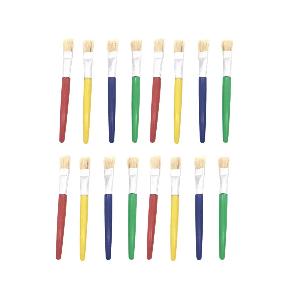 Kids Paint Brush Set 28 Piece Four Color Flat Head Natural Bristle Brushes for DIY Art Crafts Children Adults
