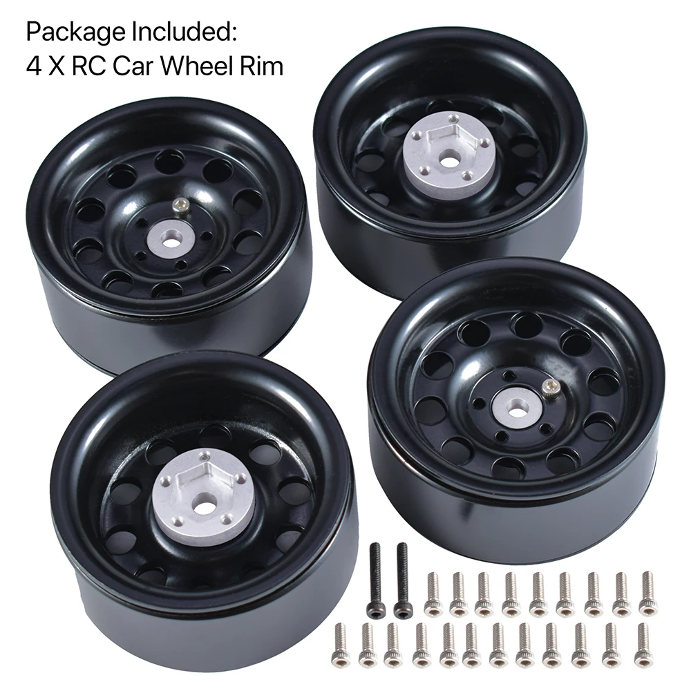 AUSTAR 4PCS 2.2 Inch Metal Wheel Rim Beadlock Wheel Hub for 1:10 Axial SCX10 Traxxas TRX-4 RC Rock Crawler RC Car