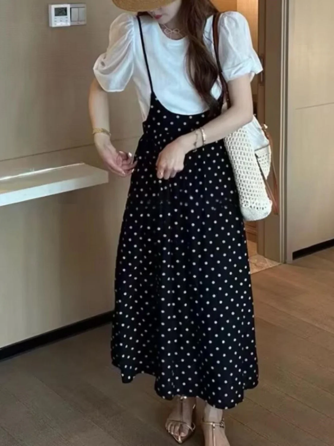 

plus Size Summer ort Sve T-irt Women's Polka Dot ter Dr Two Piece Set Faionable Agel Korean Sle Casual Wear