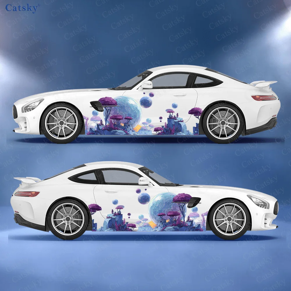 

Purple Planet Mushroom Alien Car Vinyl Wraps Decal Self-adhesive PVC Sticker Suitable for Trucks SUV Decor Auto Accessories Gift