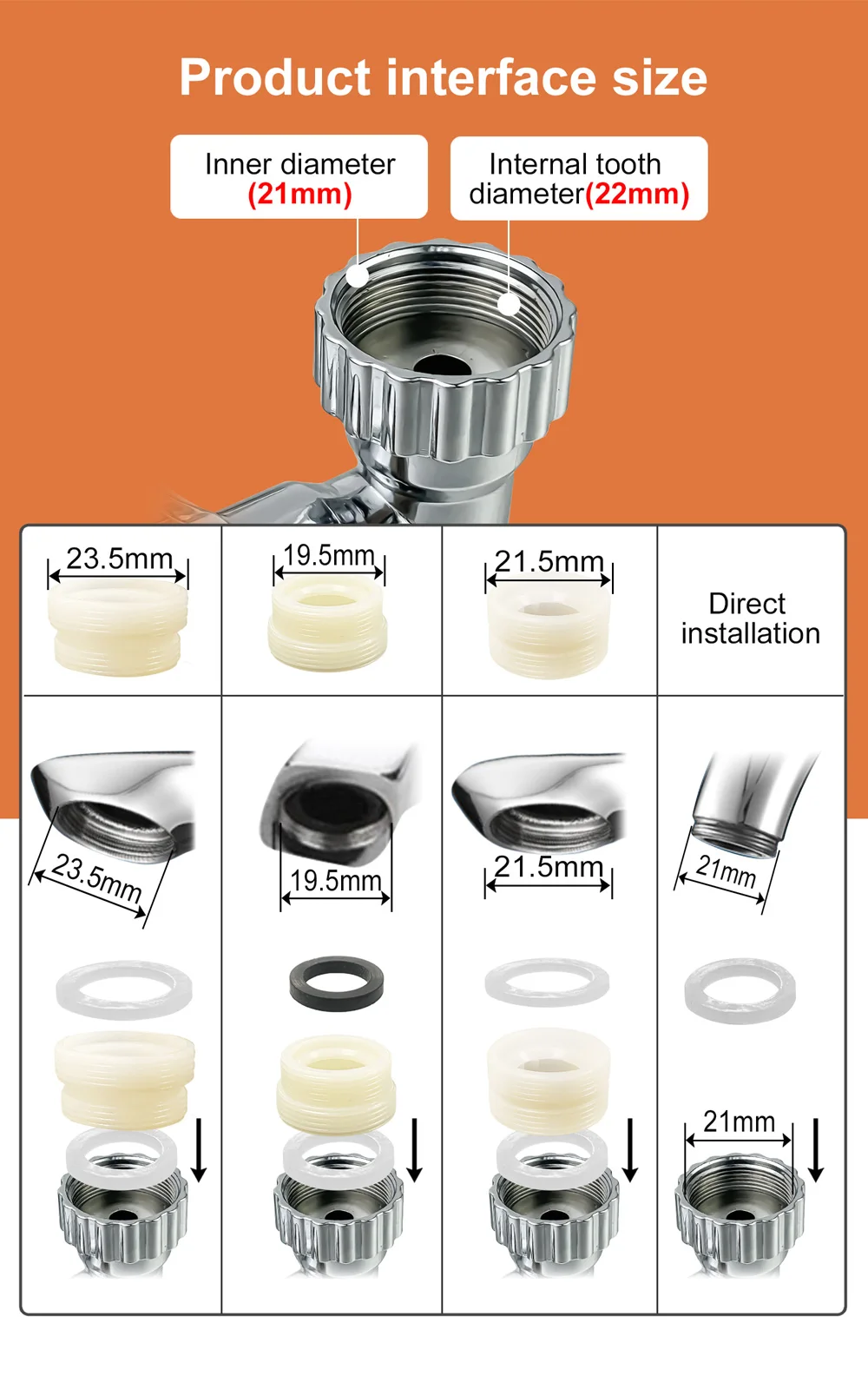 1080 ° Drehbare Verlängerung Wasserhahn Sprayer Kopf Wasserhahn Düse Universal Badezimmer Wasserhahn Verlängern Adapter Belüfter 2 Sprühmodi – Detail 11