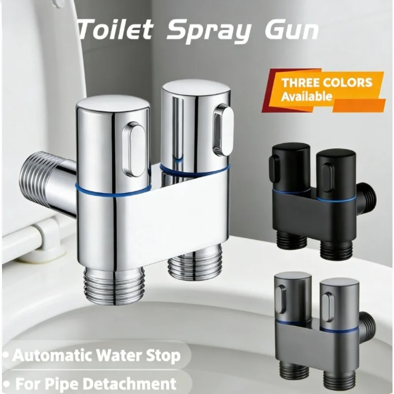

Household Toilet Spray Gun Valve Wall Mount Toilet Bidet Sprayer Dual Outlet Anti-rust Toilet Angle Valve Bathroom Accessories
