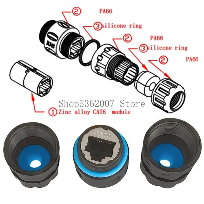 M20 Short IP68 CAT6 RJ45 مقرن موصل محمي مقاوم للماء 40JB