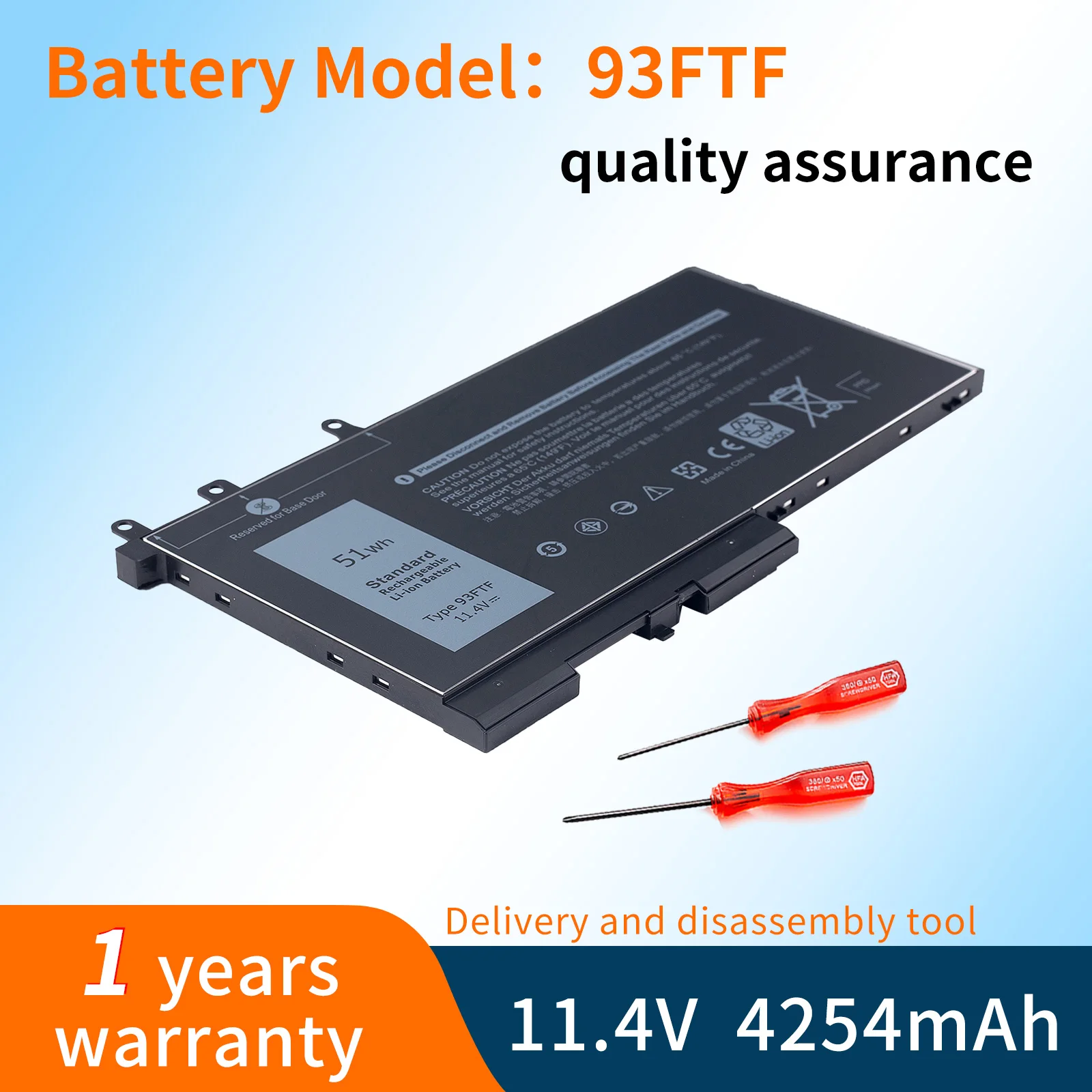 

BVBH Laptop Battery 93FTF 11.4V 51Wh For DELL E5280 E5480 E5580 E5290 E5490 E5590 083XPC 4YFVG 3DDDG