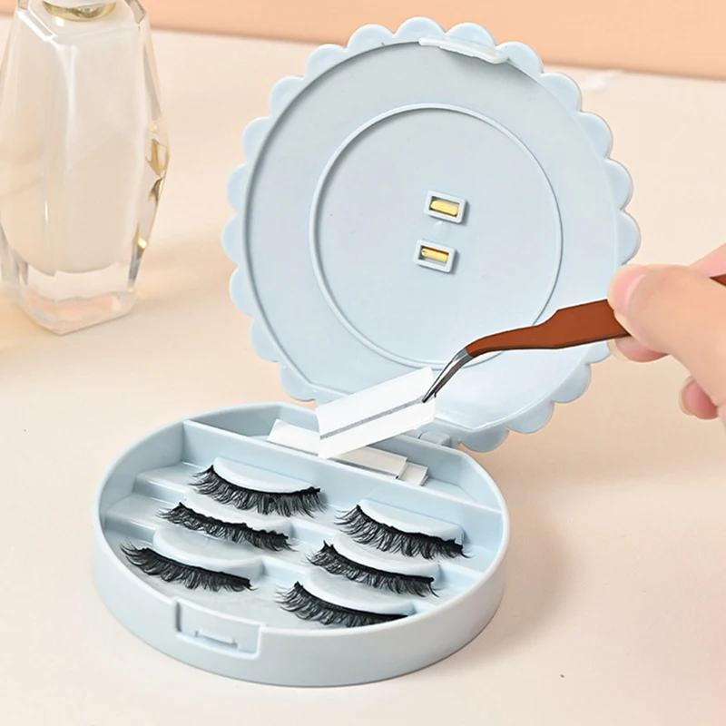 Mini moda eco-friendly caixa de armazenamento de cílios postiços forma de flor abs maquiagem ferramenta cosmética portátil caso organizador