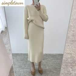 Wygodny sweter z dzianiny Sweter Kurtka Topy Slim Fit Pół spódnica Dwuczęściowy zestaw Elegancki damski zestaw spódnic Party Dress