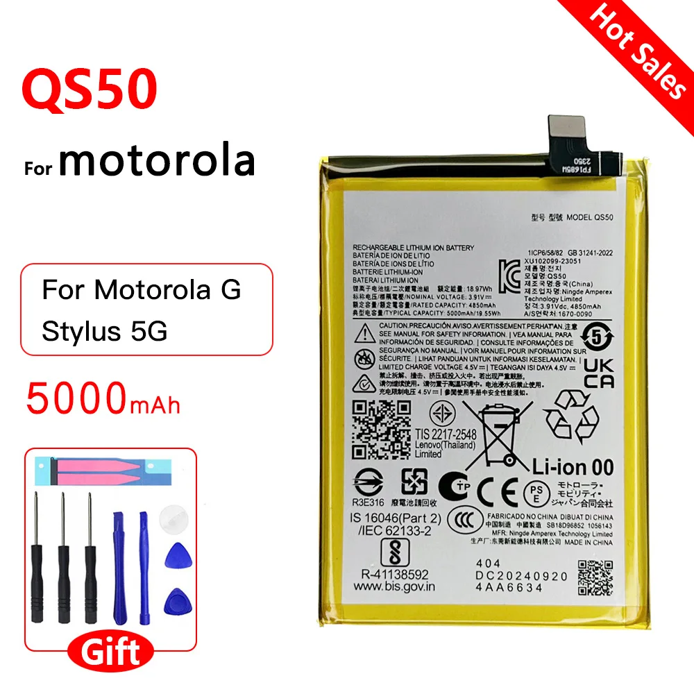 

Original Brand New Battery QS50 Battery For Motorola G STYLUS 5G 2024 QS 50 Mobile Phone Batteries Batteria 5000mAh+free tools