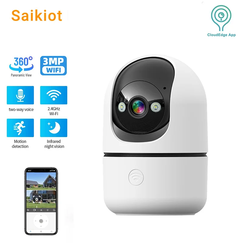 

Saikiot Wireless WIFI Camera 3MP CloudEdge APP Baby Monitor Camera Human Detection Two Way Audio Indoor CCTV Security Camera