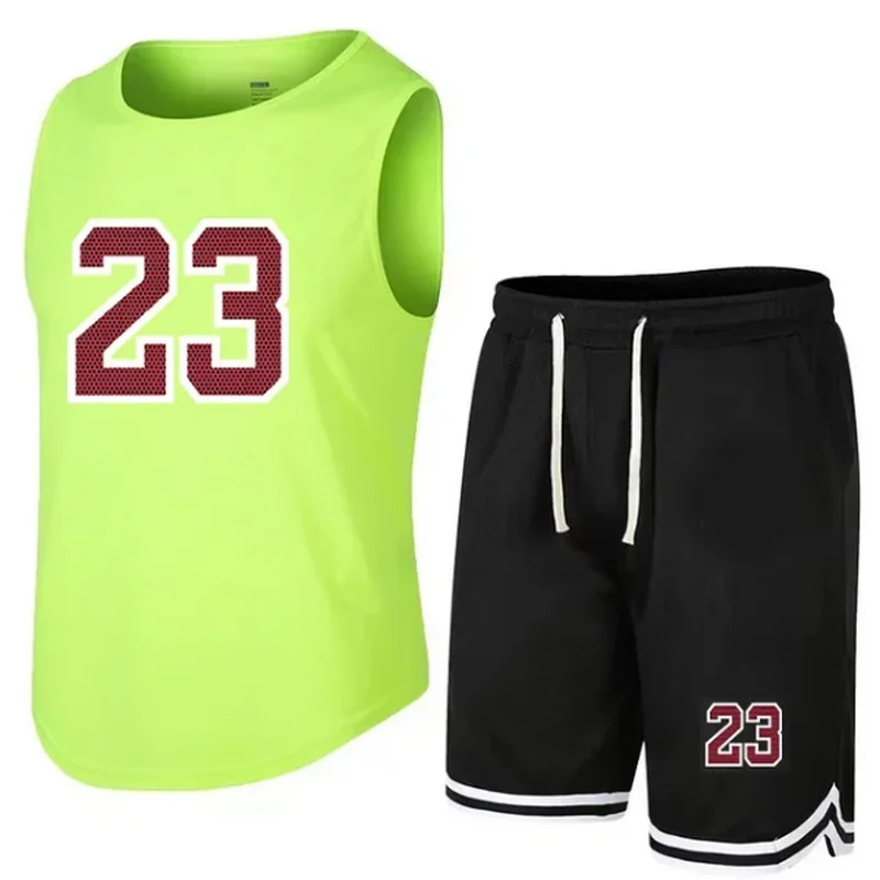 Summer basketball Sleeveless T-Shirt Set Men Tank Top + Shorts Male Fitness Competition Training Vest ventilate Tracksuit