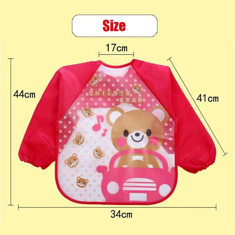 Baby Bibs for Boy Girl Long Sleeve Bib Waterproof Bibs for Toddler with Catch-all Pocket Adjustable Closure Baby Smock 1-4 Years