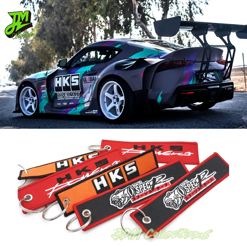 LLavero de coche bordado JDM Racing, llavero de nailon tejido, llavero para HKS ADVAN RAYS MINI JCW, etiquetas para llaves automáticas, accesorios