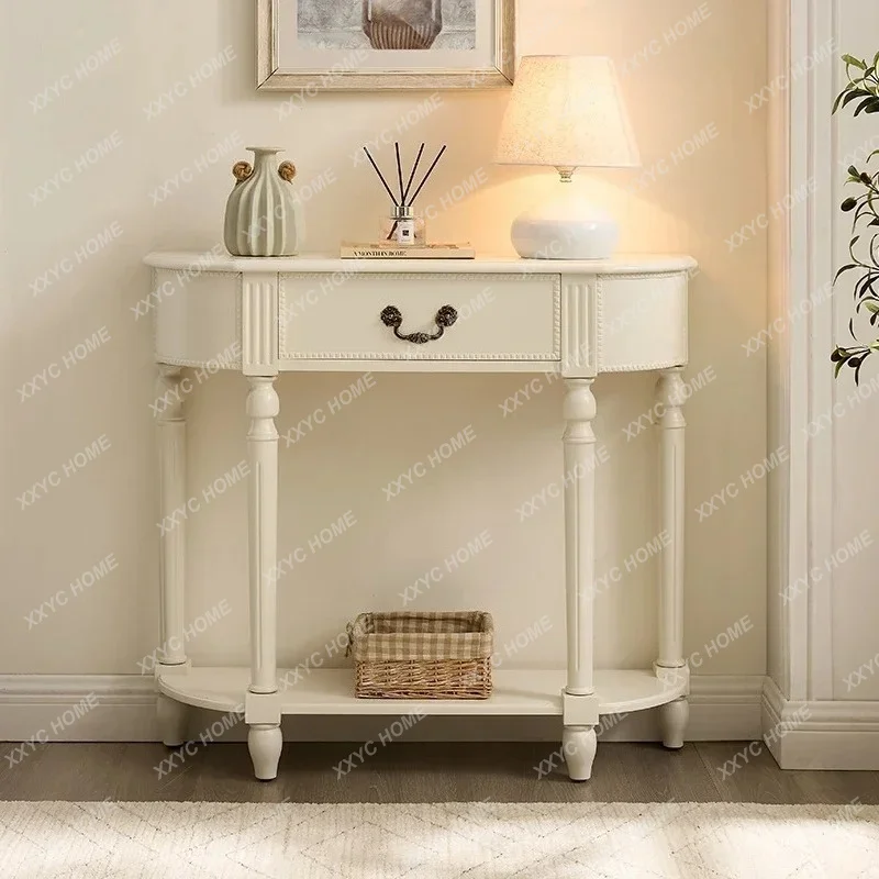 XX LStyle Solid Wood Curved Entryway Cabinet Hallway Wall Cabinet Living Room
