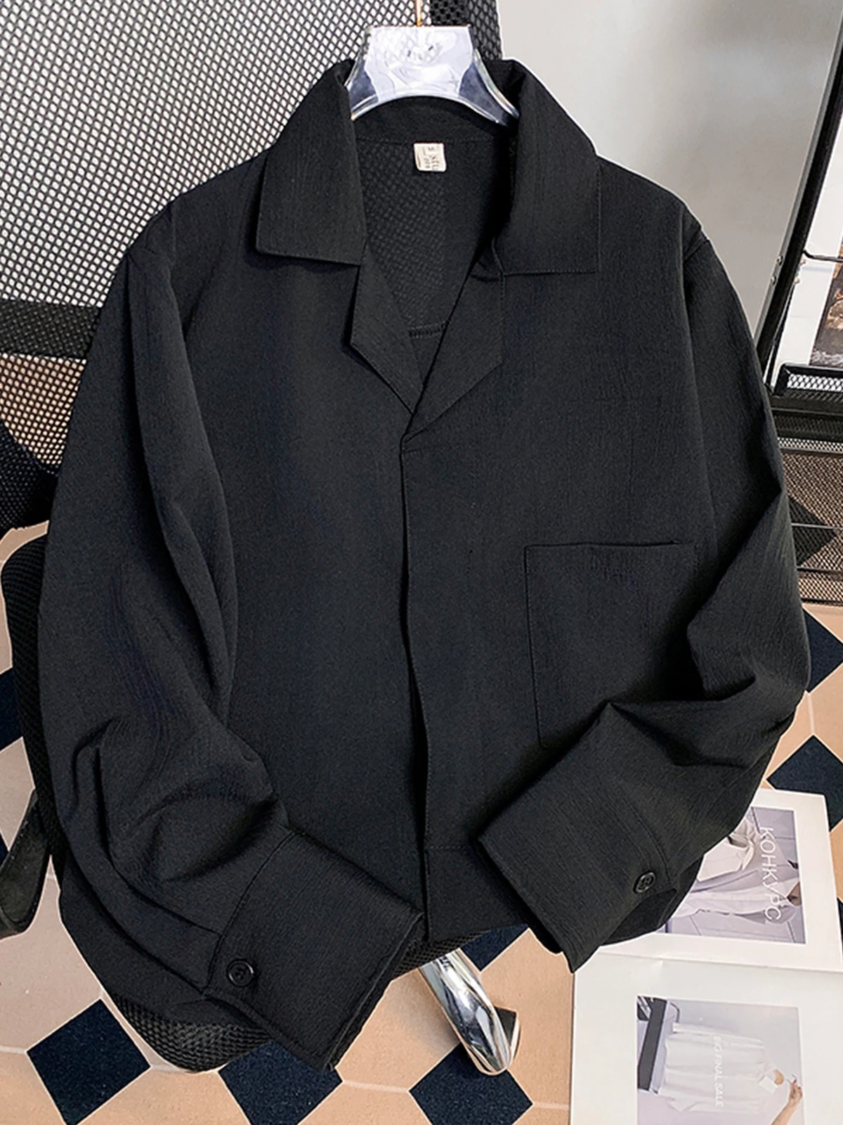 

Women Black Gothic Polo-Neck Shirts Blouses Y2k Vintage 2000s Korean Long Sleeve Emo Shirt Outerwear Fashion Clothes Autumn 2025