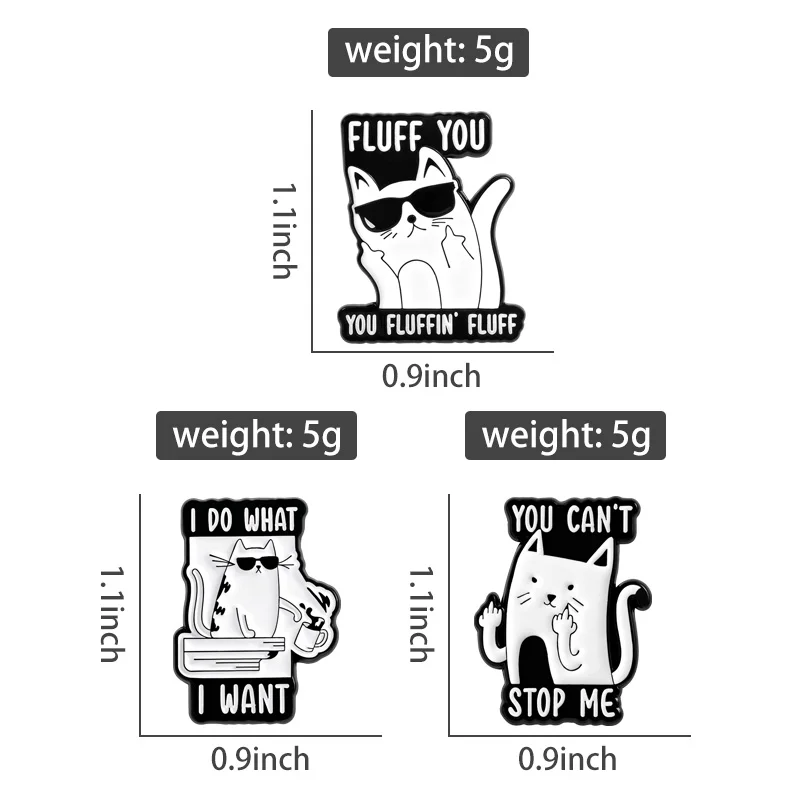 Satirically Rude Cat With The Middle Finger Gesture Enamel Pins You Can't Stop Me I Do What I Want Brooches Lapel Badge Jewelry